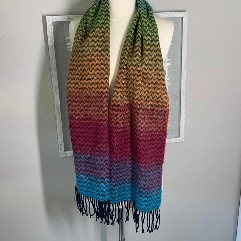 Colorful cashmere scarf made in Scotland